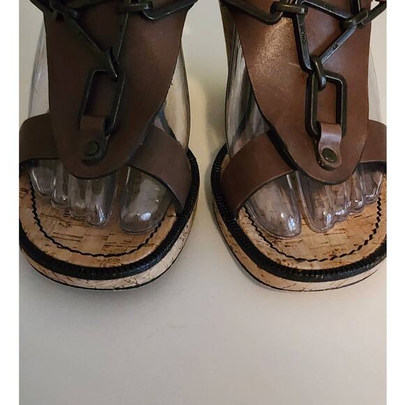 See By Chloe Brown Leather Wedge Sandals size 38 / US 7.5 - Picture 7 of 9